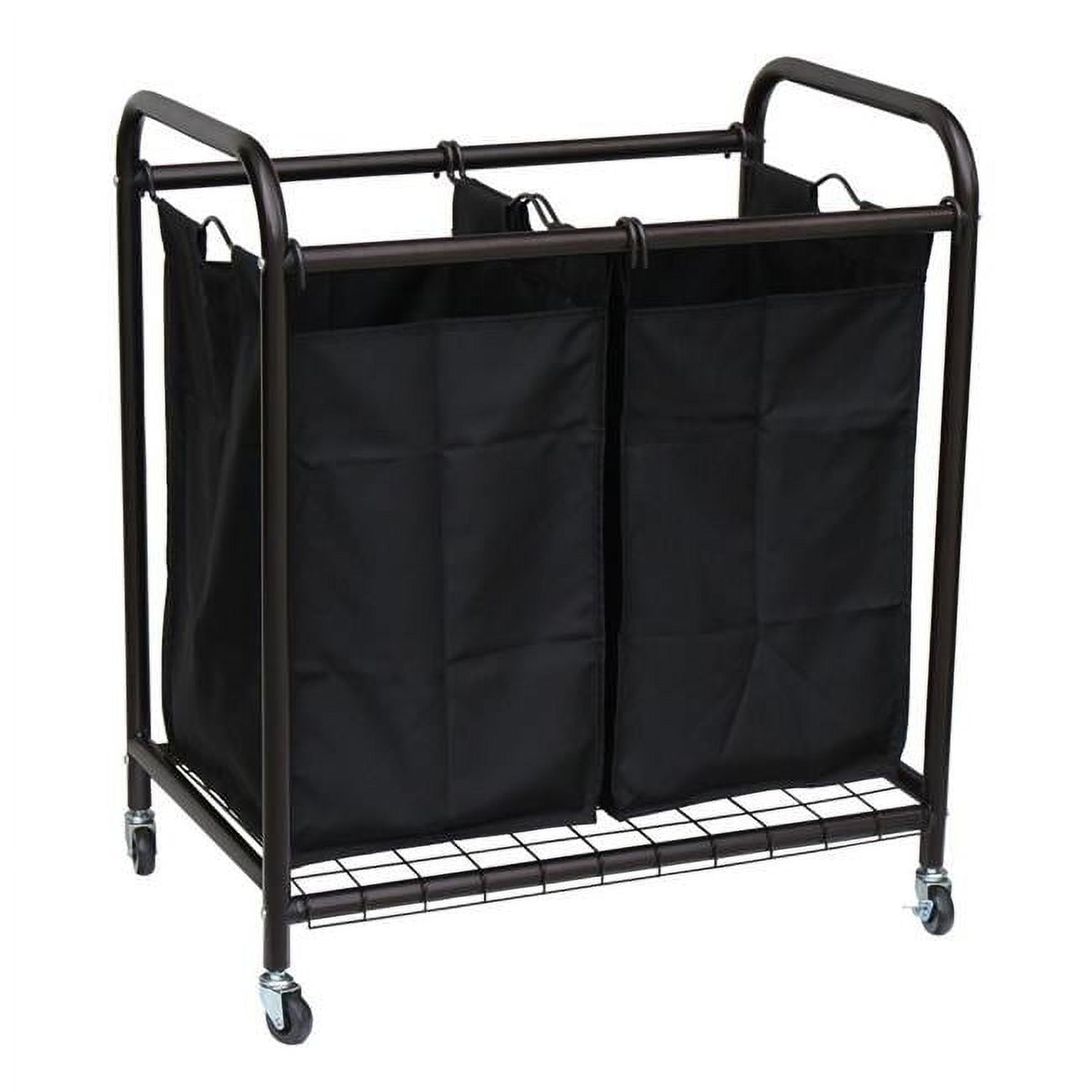 Bronze Metal Frame Laundry Sorter with Black Removable Bags