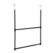 Oceanstar 2-Tier Portable Adjustable Modern Metal Closet Hanger Rod in Black