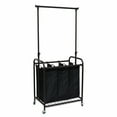 thumbnail image 1 of Oceanstar 3-Bag Metal Rolling Laundry Sorter with Adjustable Hanging Bar, Bronze, 1 of 9