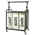 thumbnail image 1 of Oceanstar 3-Bag Rolling Metal Laundry Sorter with Adjustable Hanging Bar, White Color, 28 L x 18.12 W x 41 H inches, Age Group Adult, TLS1385-HG-WHITE, 1 of 6