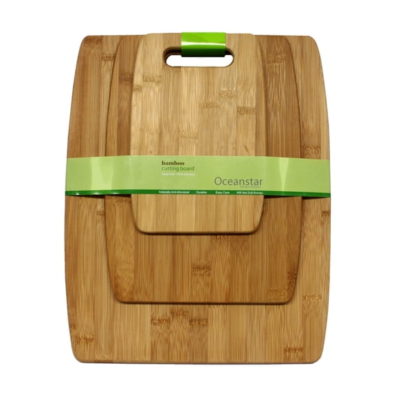 Oceanstar 3-Piece Eco-Friendly Traditional Bamboo Cutting Board Set in Brown