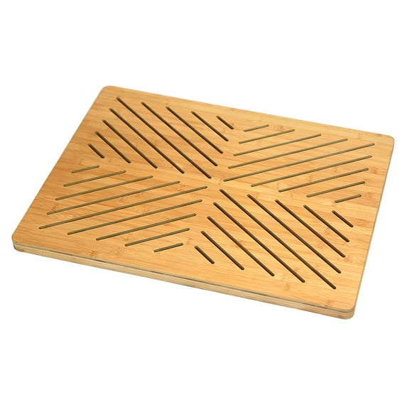 Oceanstar Bamboo Floor and Bath Mat with Non-Slip Rubber Backings for Bathroom, 23.75 in. L x 17.75 in. W x 1 in. H, Color: Natural, FM1750CNC