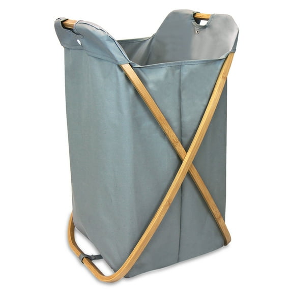 Oceanstar Bamboo Folding X-Frame Laundry Hamper Sorter
