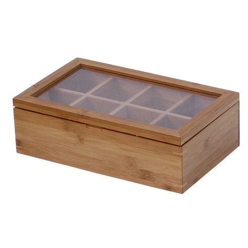 Oceanstar Bamboo Tea Box, Natural, 12 in. L x 7.5 in. W x 3.8 in. H, TB1323