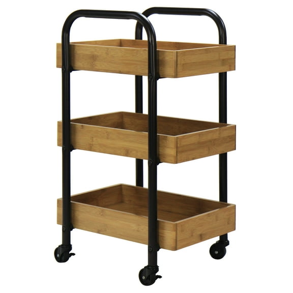 Oceanstar 3SC1675 Portable Storage Cart with 3 Easy Removable Bamboo Trays
