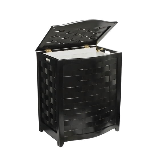 Oceanstar Bowed Front Veneer Laundry Wood Hamper with Interior Bag