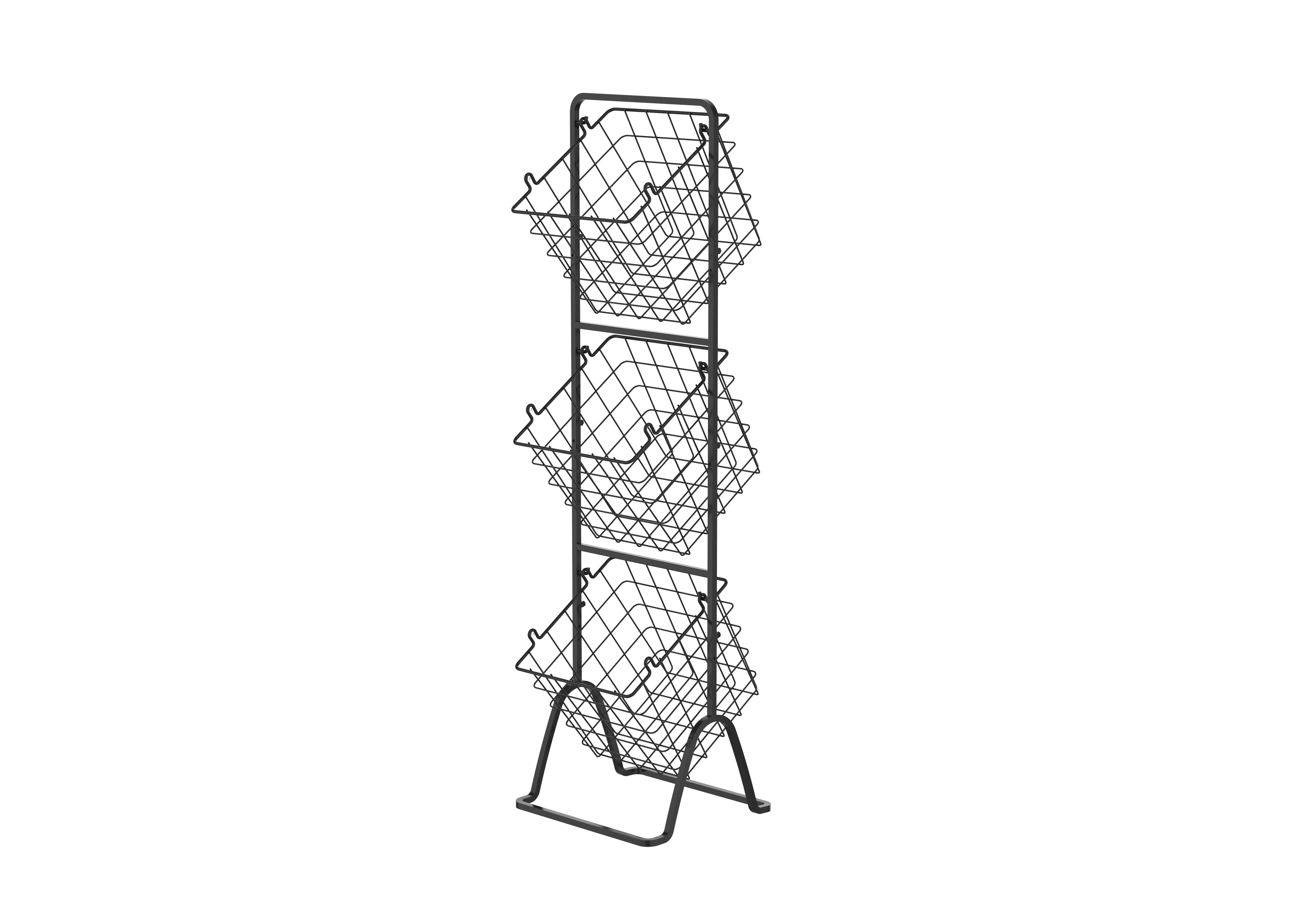 Black Metal 3-Tier Stackable Wire Storage Basket Stand