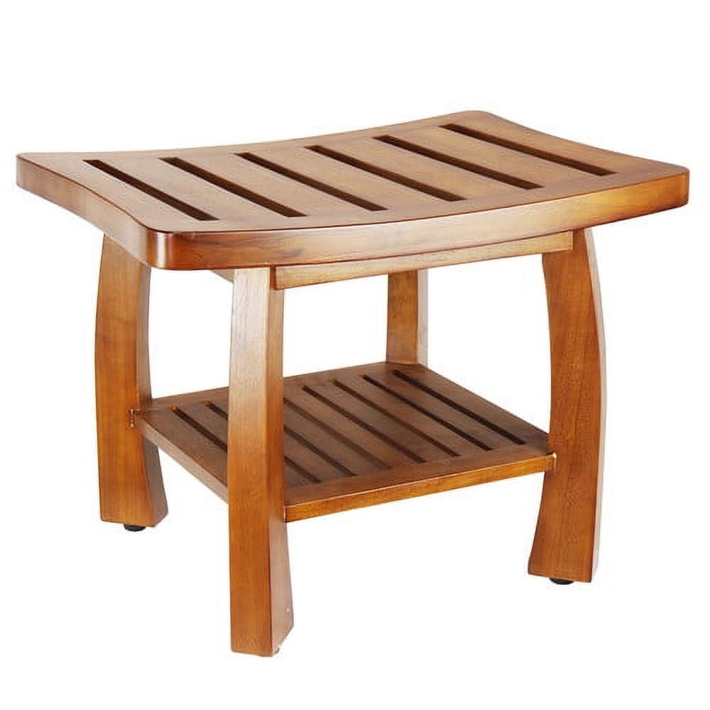 Oceanstar Solid Wood Spa Shower Bench with Storage Shelf