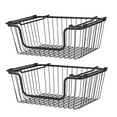 thumbnail image 1 of Oceanstar Stackable Metal Wire Storage Basket Set for Pantry, Countertop, Kitchen or Bathroom – Black, Set of 2, 1 of 5