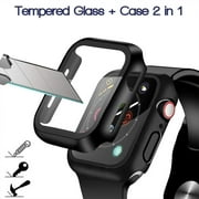 Oceantree Apple Watch Case 44 mm Series 6/Series 5/Series 4 Series SE+Glass Screen Protector Shockproof Rustproof Bumper Case-Black