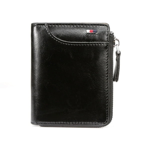Oceantree Wallets for Men PU Leather Front Pocket Wallet RFID Zip Bifold Credit Card Holder Black