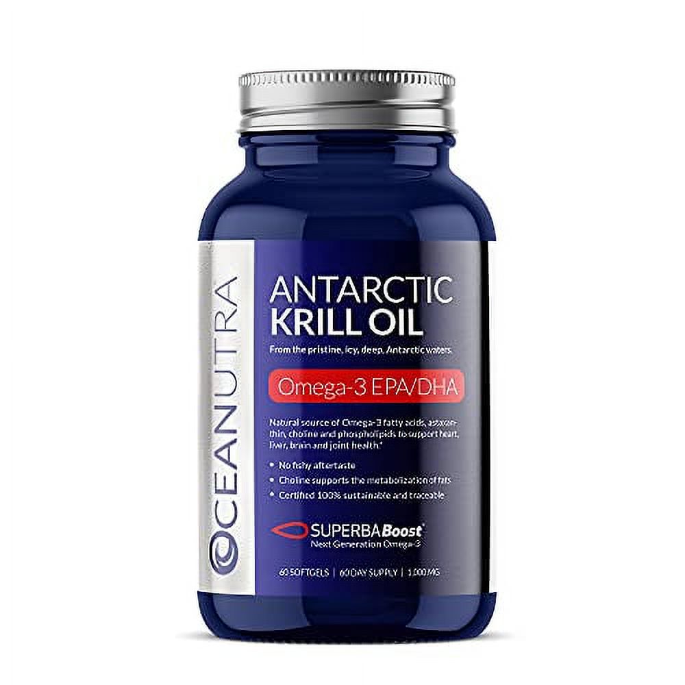 Oceanutra 100 Pure Antarctic Krill Oil Supplement Capsules, 1000mg, 60