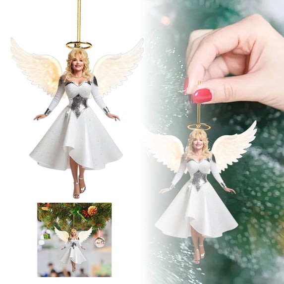 Oceanwell Dolly Christmas Hanging Ornament, 3.14 in Country Music Star Pendant (1PCS) Acrylic,B,8x7cm