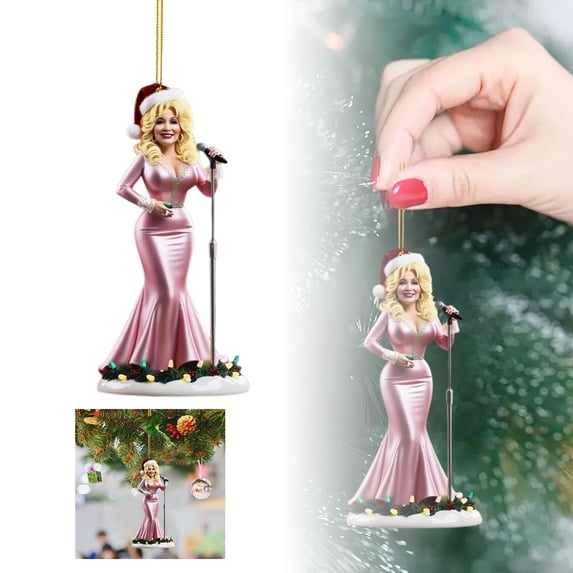 Oceanwell Dolly Christmas Hanging Ornament, 3.14 in Country Music Star Pendant (1PCS) Acrylic,F,8x7cm