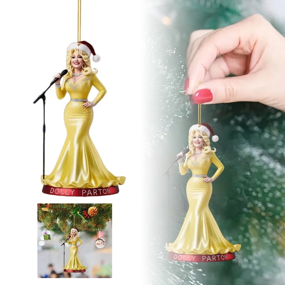 Oceanwell Dolly Christmas Hanging Ornament, 3.14 in Country Music Star Pendant (1PCS) Acrylic,J,8x7cm