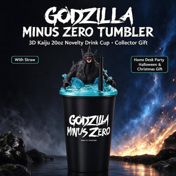Oceanwell Minus Zero Tumbler with Straw, 3D Kaiju 20oz Novelty Drink Cup, Movie Inspired Beverage Tumbler for Home Desk Party Pet Lover Collector Gift Halloween and Christmas Gift