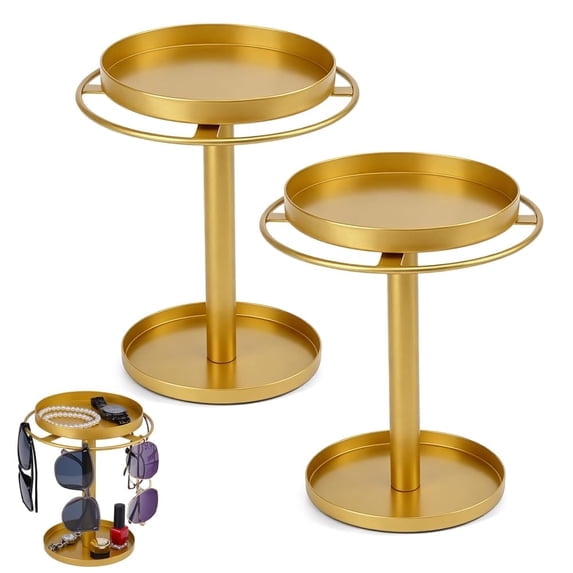 Oceanwell Golden metal Eyeglass Stand for Desk - Sunglass Holder Organizer for Home Office Use, 1 Piece Rack