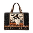 thumbnail image 1 of Oceanwell New Quilted Tote Bag for Women Halloween Bags Vintage Pumpkin Print Handbag, Large Capacity Shoulder Bag Halloween Handbag for Work Travel Daily, 1 of 3