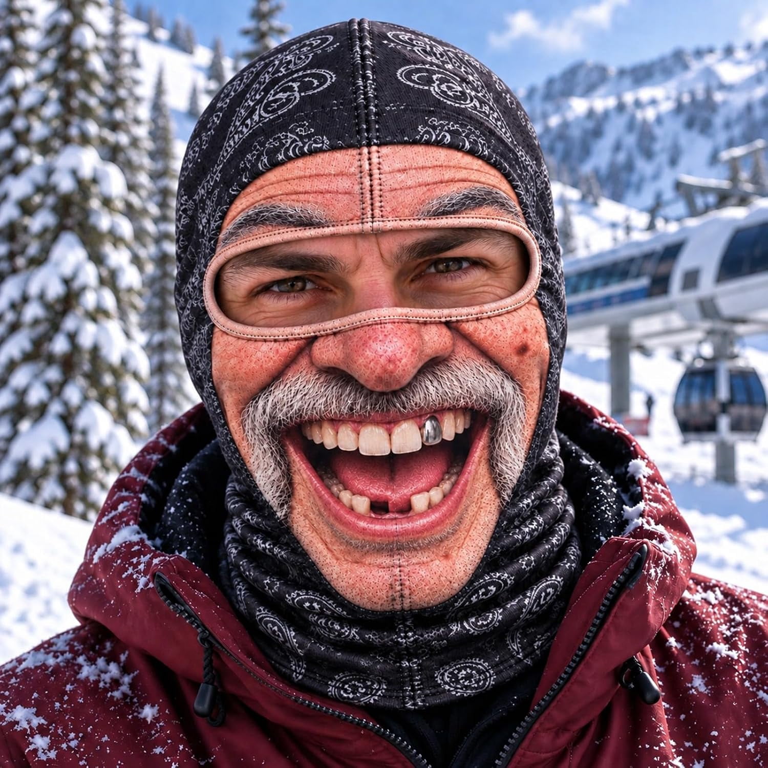 Oceanwell Old Man Ski Mask Winter Funny 3D Printed Full Face Realistic ...