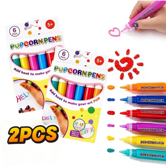 Oceanwell Popcorn Pens, 12PCS DIY 3D Bubble Drawing Pens for Creative Artwork, Color Painting, Crafts and DIY Projects