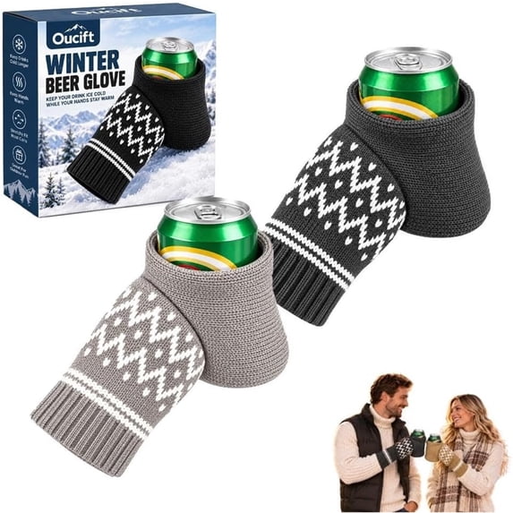 Oceanwell Winter Glove Drinking Mitten Gloves Knit Stitched Drink ...