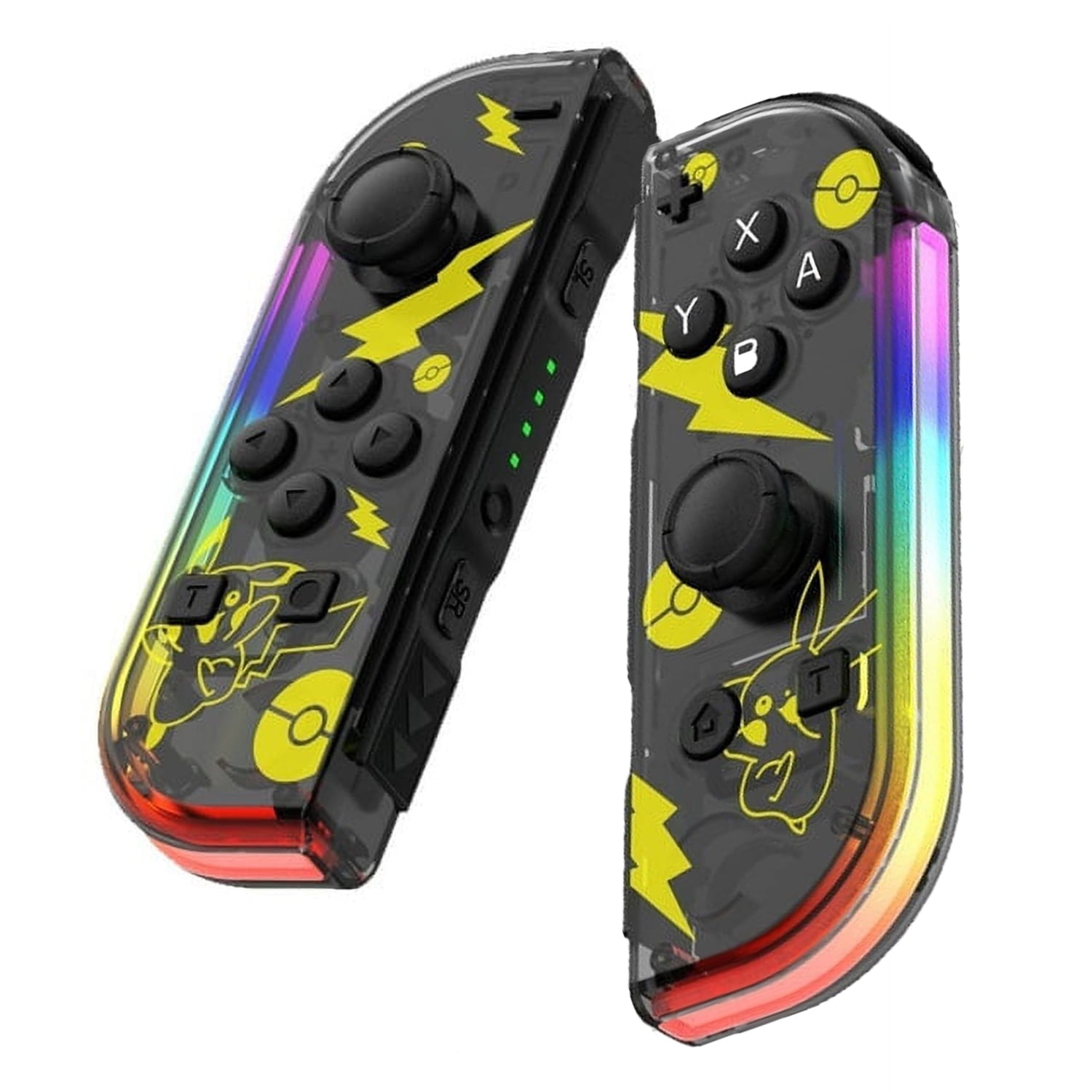 Game controller Pikachu Colorful RGB Light Game Controller (L/R) for Nintendo Switch, Wireless Game controller Support Dual Vibration/Motion Control-Crystal