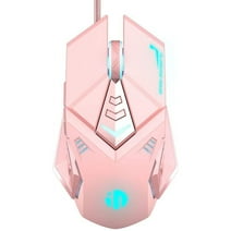 Ocervd Pink Gaming Mouse,USB Optical Office Wired Mouse,RGB Backlight. 4 Levels Adjustable DPI up to 4800. Silent Click, Ergonomic and 7 programmable Buttons Design For Desktop/Laptop