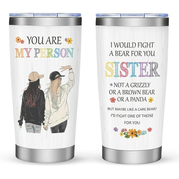Ochapa 20oz Tumbler Sister Gifts Stainless Steel, Gifts for Her, Coffee Mug Gift For Sister Soul Sister From Bestie, Big Little Sister Gift For Best Friend Women Girl, Friendship Birthday Gifts