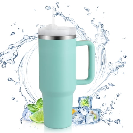 Ochapa 40 oz Tumbler with Handle and Straw, Travel Mug for Car, 2-in-1 Lid Stainless Steel Tumblers
