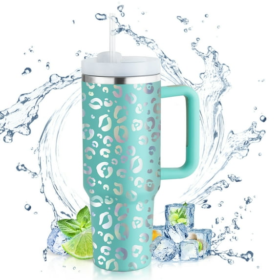 Ochapa 40 oz Tumbler with Handle and Straw, Travel Mug for Car, 2-in-1 Lid Stainless Steel Tumblers