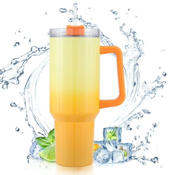 Ochapa 40 oz Tumbler with Handle and Straw, Travel Mug for Car, 2-in-1 Lid Stainless Steel Tumblers