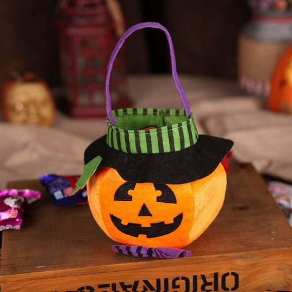Ochapa Cute Halloween Tote Bags, Halloween Goodie Bags with Handles, Treat Bucket for Kids to Hold Candies Cookies Snacks Party Favors