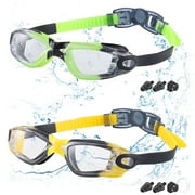 Ochapa Kids Swim Goggles, 2 Pack Swimming Goggles for Swimming 4-14, Goggles Swimming for Boys and Girls, Anti Fog Swim Goggles with UV Protection