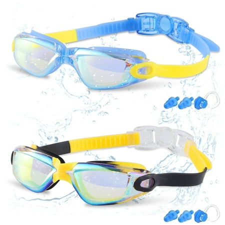 Ochapa Kids Swim Goggles, 2 Pack Swimming Goggles for Swimming 4-14, Goggles Swimming for Boys and Girls, Anti Fog Swim Goggles with UV Protection