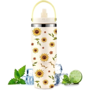 Ochapa Sunflower 30oz Tumbler Stainless Steel With Handle Flip Straw, Leakproof Travel Mug iced Coffee Cup, Birthday Mothers Day Christmas Gifts For Women Friends Girls Flower Lovers