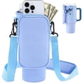 thumbnail image 1 of Ochapa Water Bottle Carrier Bag with Pouch Pocket, Compatible with 40oz Tumbler with Handle, Modern Water Bottle Holder with Simple Adjustable Strap for Sports-Blue Purple, 1 of 7
