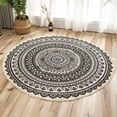 thumbnail image 1 of Ochine Boho Round Area Rug for Bedroom Living Room, Soft Cotton Circle Carpet with Mandala Bohemian Floral Pattern & Tassels Fringe, Machine Washable, Chic Indoor Floor Mat, 3 ft, 1 of 2