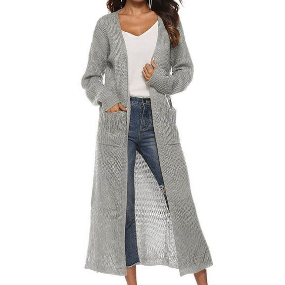 Ochine Cardigan Maxi Drape Open Front Sweater Asymmetric Duster with Pockets,S-2XL