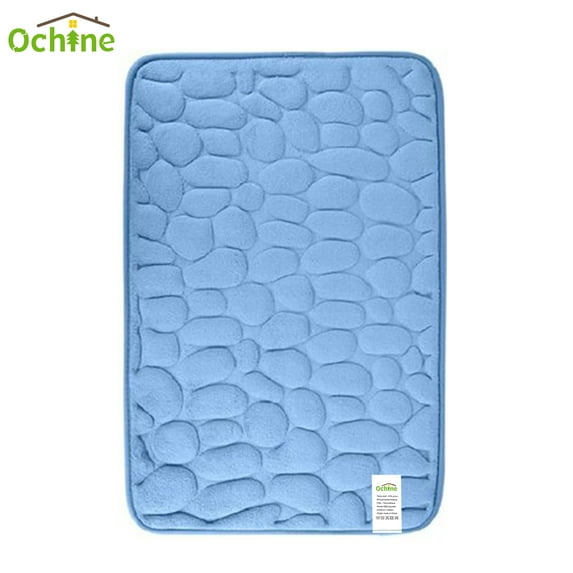Ochine Cobblestone Bathroom Mat, Soft Non-Slip Super Water Absorbing Bath Rug,Memory Foam,20"x32",White