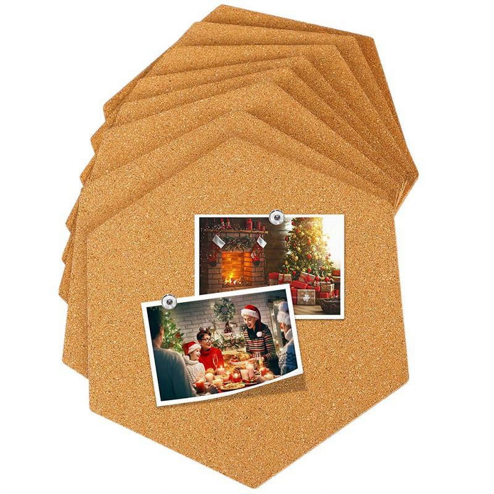 B&Z Self Adhesive Sticky Cork Board Hexagon Tiles Mini Wall Bulletin Boards Pin Message Notice Board Office Memo School Pinboard Wooden Push Pin Hexagon Rounded Curves (30cm X 26cm X 0.8cm) (12 - View #6