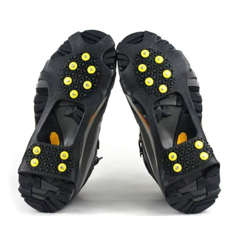 Ochine Ice Snow Grip Over Shoe Boot Anti Slip Traction Cleats System with Rubber Spike Mountaineering Shoe Cover Safe Protection for Walking Jogging or Hiking on Snow and Ice 10 Studs Walmart