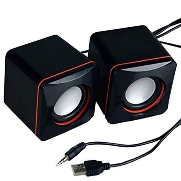 Ochine Mini Square Laptop Speaker, Portable Compact Stereo Small Square 3.5 Mm Audio Jack Laptop Desktop Computer USB Speaker
