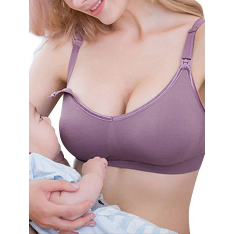 Womens Cotton Nursing & Maternity Sleep Bra Wireless Front Closure Bralette  for Breastfeeding