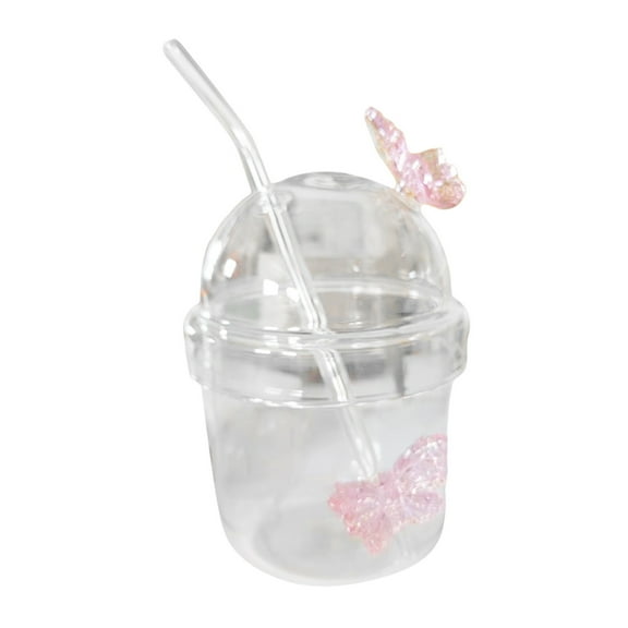 Ochine Ribbed Glass Cup Drinking Glasses Glass Tumbler With Straw And Lid Coffee Mug Tea Cup Striped Drink Cups For Coffee Juice Mi