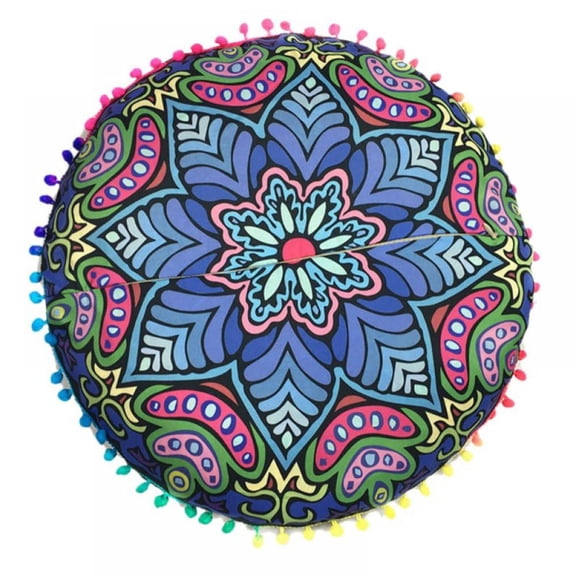 Ochine Round Pillowcases Polyester Fiber Bohemian Mandala Printed Decorative Throw Pillow Cushion Cover Home Car Decorations