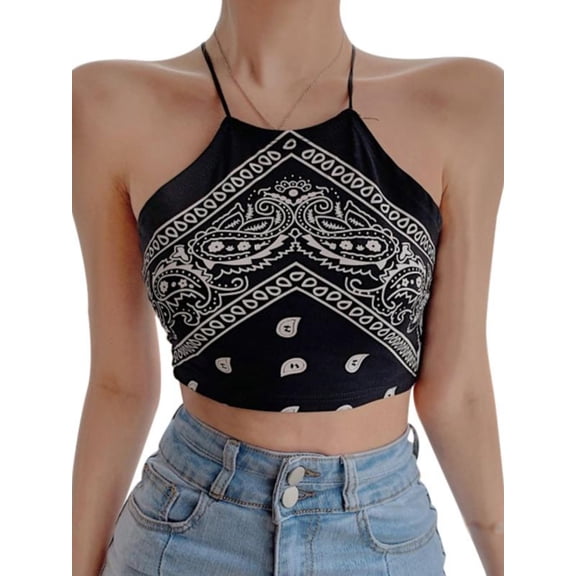 Ochine Women Crop Top Summer Halter Criss Cross Sleeveless Sexy Tank Camisole Top, Average Size