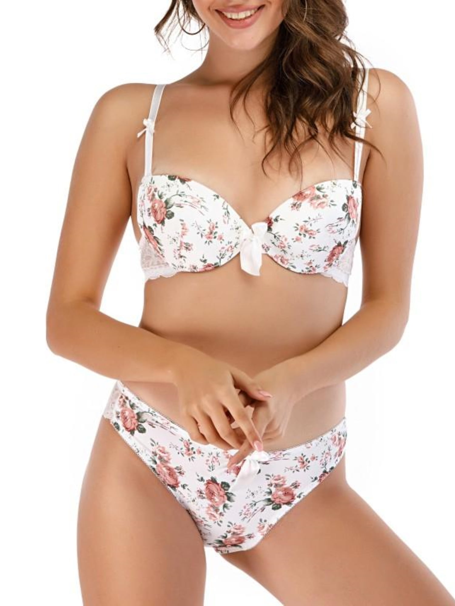 Heart Shaped Embroidered Bra And Brief Set Back For Women Sexy