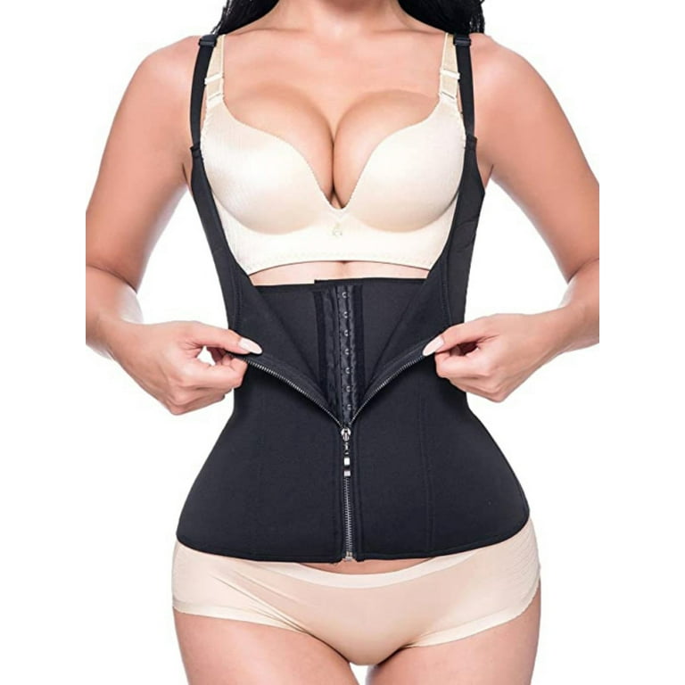 Ochine Women Open Bust Zip Up Hi Waist Double Tummy Control Shapewear Soft  Comfy Stretch Compression Girdle Waist Trainer Body Shaper, 3 Row Hook and