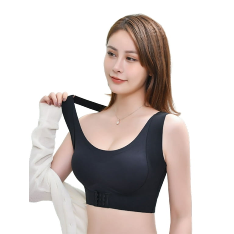 Ochine Women Push Up Bra Posture Corrector Bra Wireless Front Closure U Shape Racerback Bra Seamless Bra for Everyday Humpback Correction Pain Relief