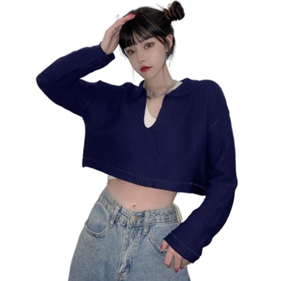 Ochine Women Summer Blouse Knitted Top Long Sleeves Solid Color V Neck Sunscreen Protective Cardigan Loose Casual Lightweight Sweater Crop Top T Shirt Beachwear Vacation, Average Size